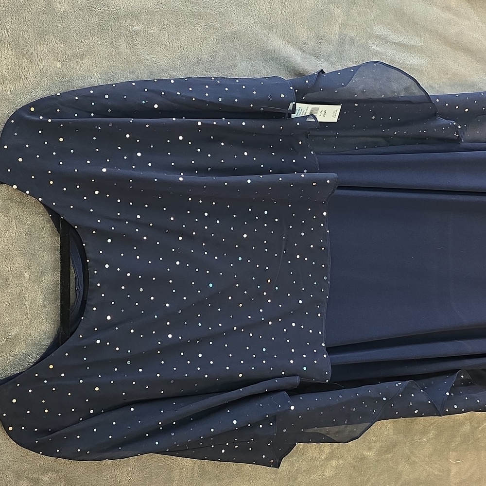 Glamour Navy Dress with Silver Accents - Picture 12 of 13